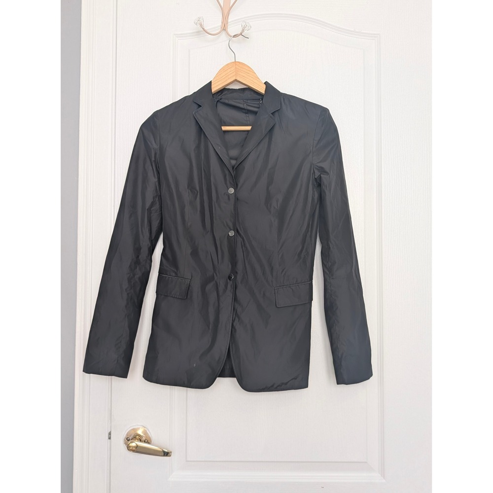 Elie Tahari Womens Black Technical Fabric Blazer Jacket Size 2 US Notch Lapel